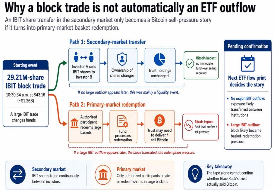Bitcoin just absorbed a single $1.3B IBIT block trade with barely any price movement